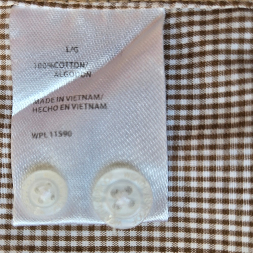 Weatherproof Vintage Mens L Brown Checkered Contrast Cuffs Long Sleeve Shirt - Picture 4 of 10